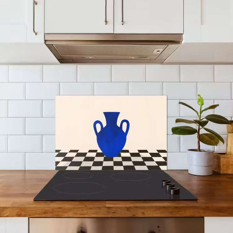 Kitchen splashback for hob - Vase - Blue - Blocked - Modern — 3