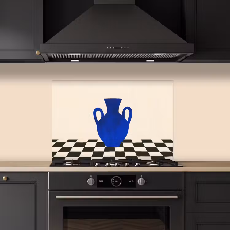 Kitchen splashback for hob - Vase - Blue - Blocked - Modern — 5