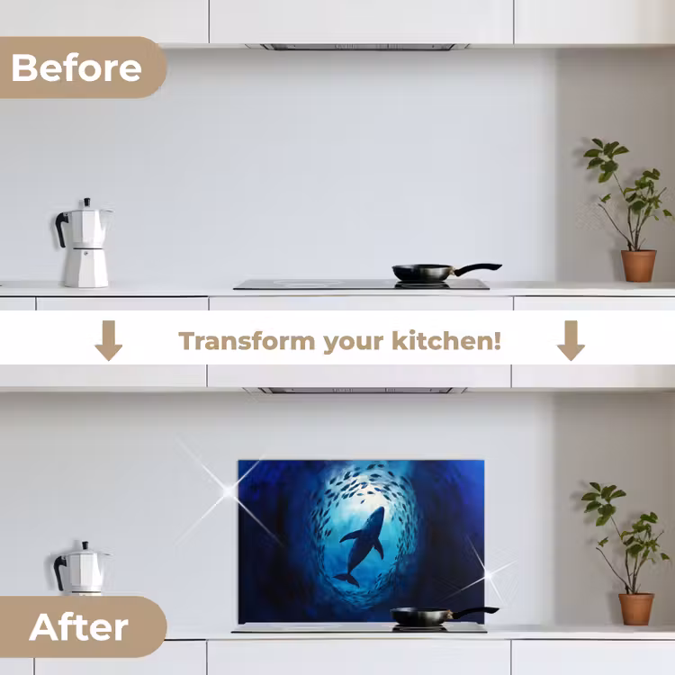 Kitchen splashback for hob - Whale - Fish - Dark Blue — 7