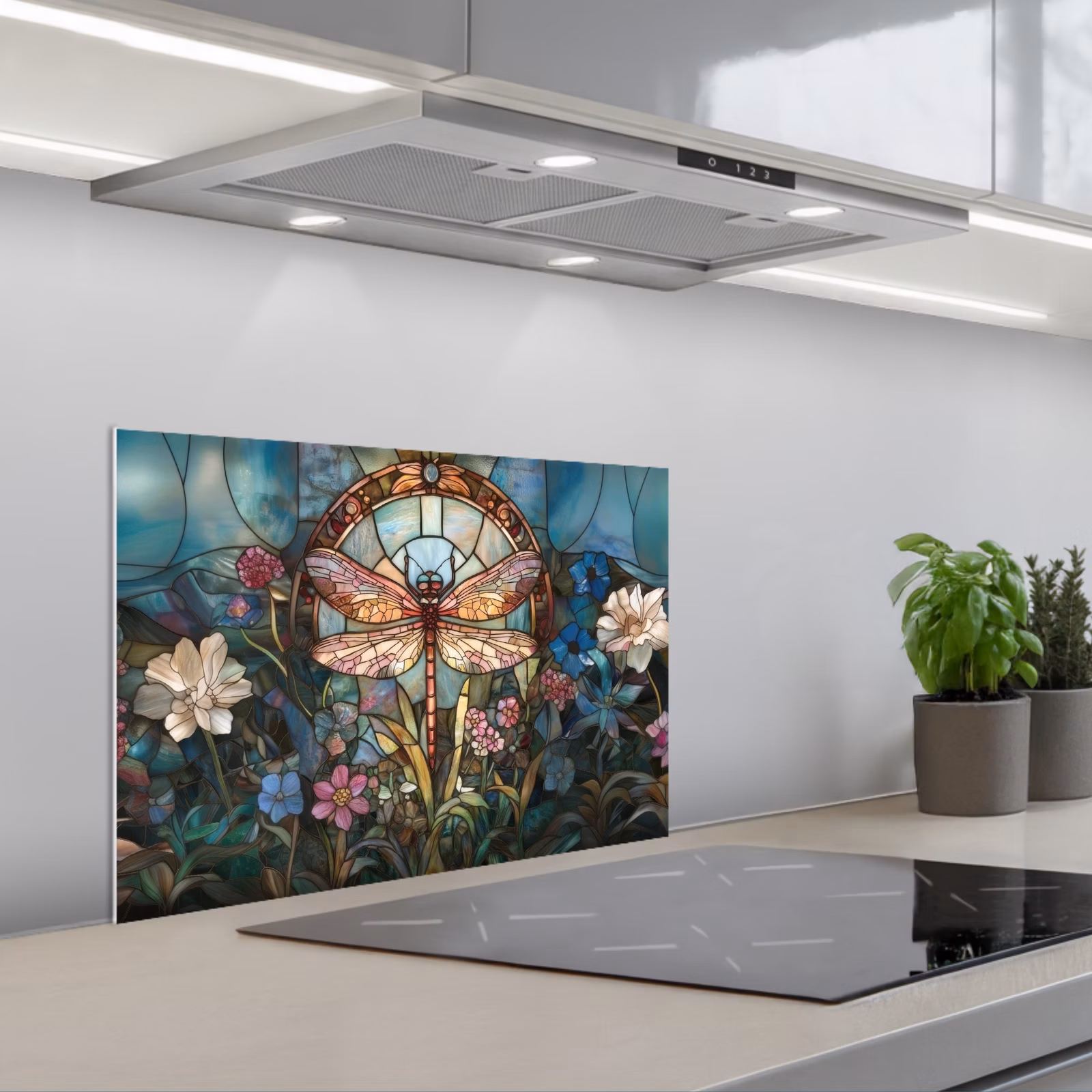 Kitchen splashback for hob - Libelle - Mosaic - Flowers - Colorful — 1