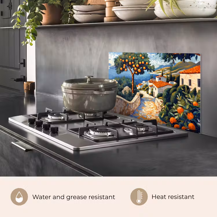 Kitchen splashback for hob - Houses - Mosaic - Orange trees - Sea — 2
