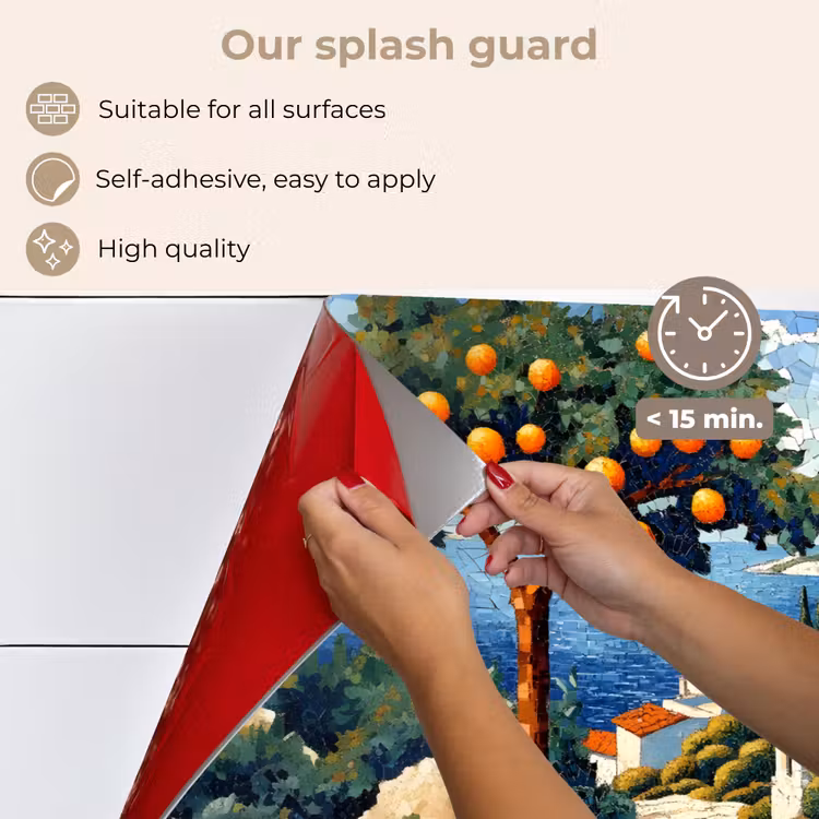 Kitchen splashback for hob - Houses - Mosaic - Orange trees - Sea — 4