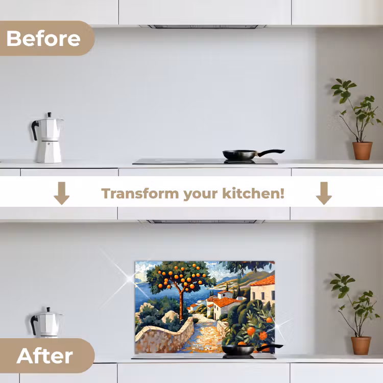 Kitchen splashback for hob - Houses - Mosaic - Orange trees - Sea — 7