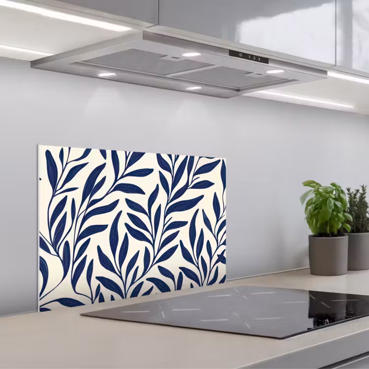Kitchen splashback for hob - Leaves - ivy - Dark blue — 1