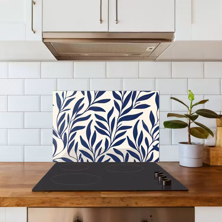 Kitchen splashback for hob - Leaves - ivy - Dark blue — 3