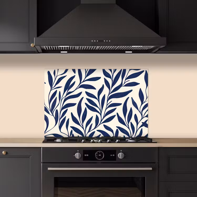 Kitchen splashback for hob - Leaves - ivy - Dark blue — 5