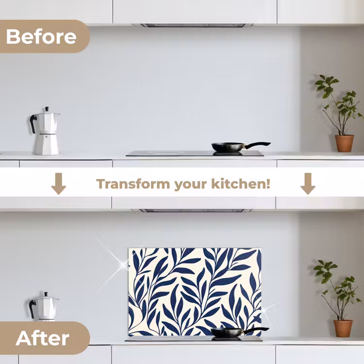 Kitchen splashback for hob - Leaves - ivy - Dark blue — 7