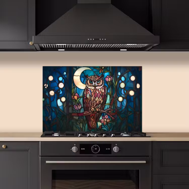 Kitchen splashback for hob - Owl - Mosaic - Moon - Night — 5