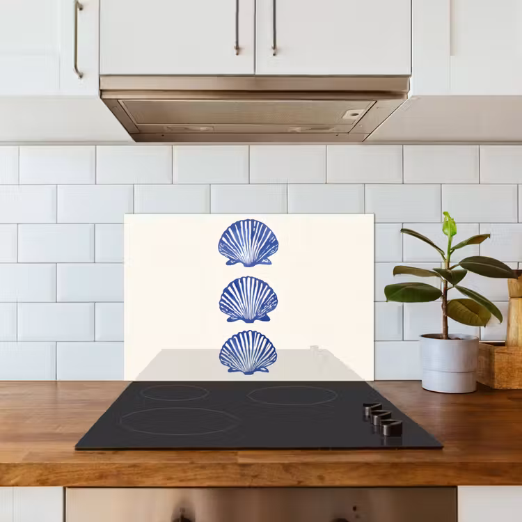 Kitchen splashback for hob - Shells - Blue - Pattern — 3
