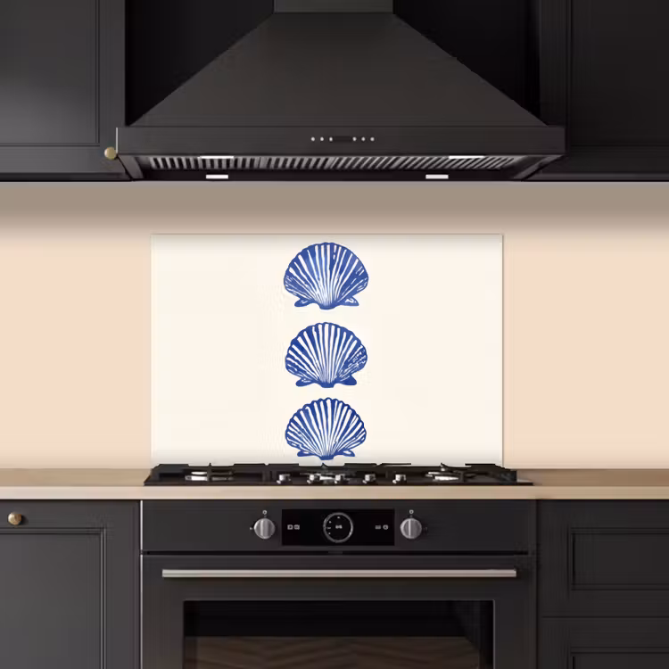 Kitchen splashback for hob - Shells - Blue - Pattern — 5