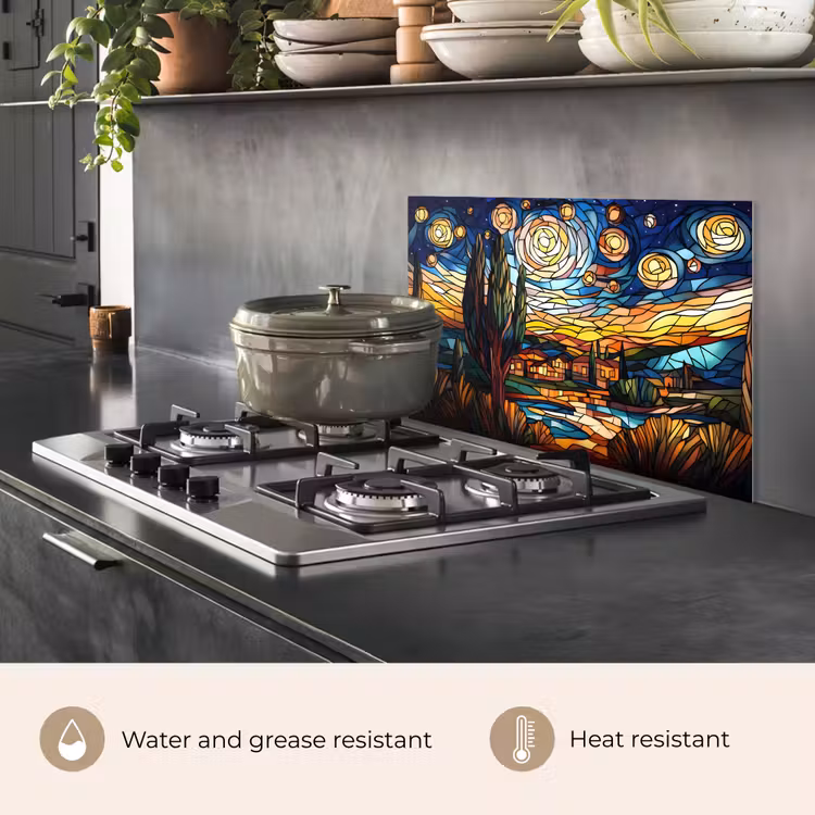 Kitchen splashback for hob - Sky - Stars - Mosaic - Houses — 2