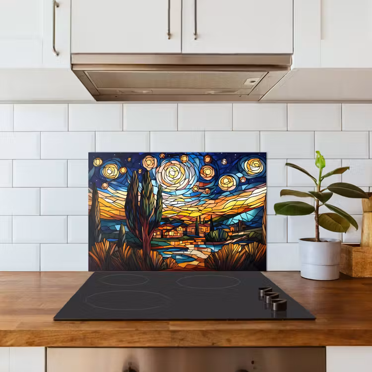 Kitchen splashback for hob - Sky - Stars - Mosaic - Houses — 3