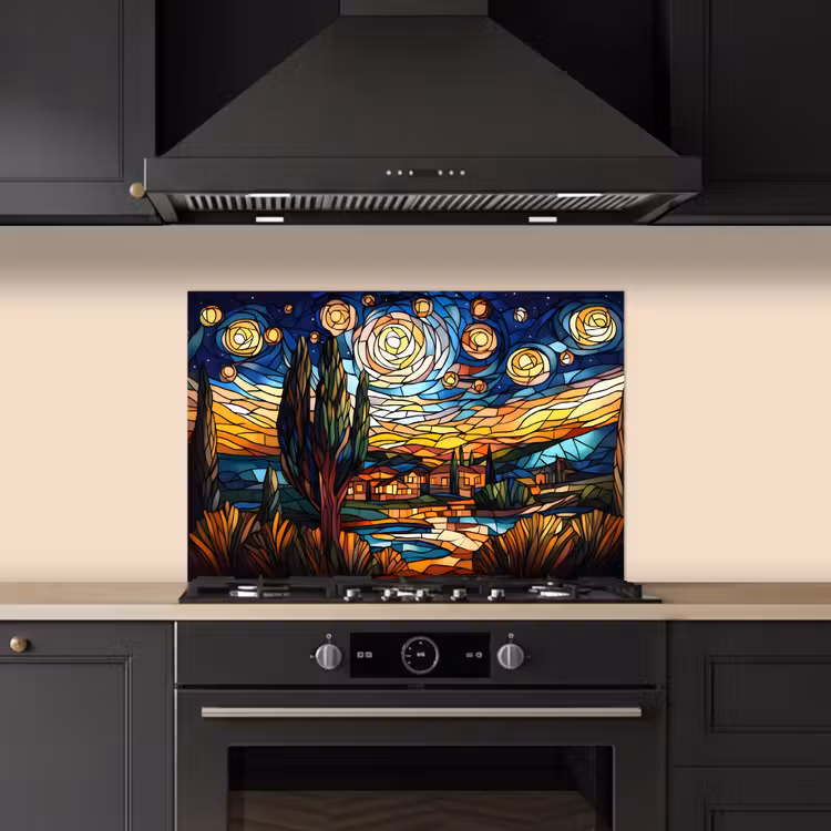 Kitchen splashback for hob - Sky - Stars - Mosaic - Houses — 5