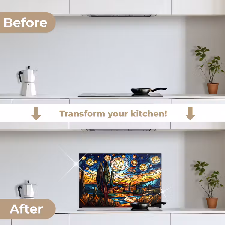 Kitchen splashback for hob - Sky - Stars - Mosaic - Houses — 7