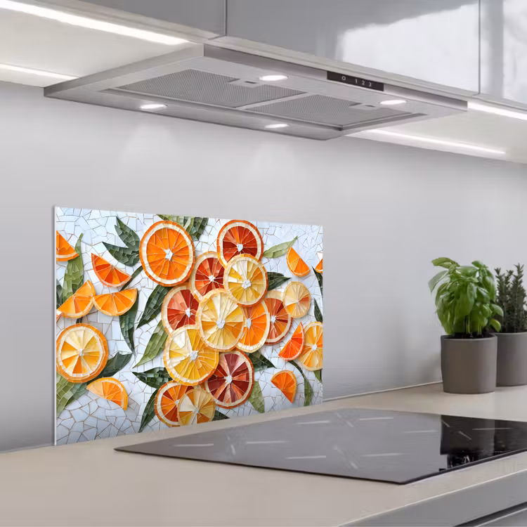 Kitchen splashback for hob - Slices - Fruit - Orange - Mosaic — 1