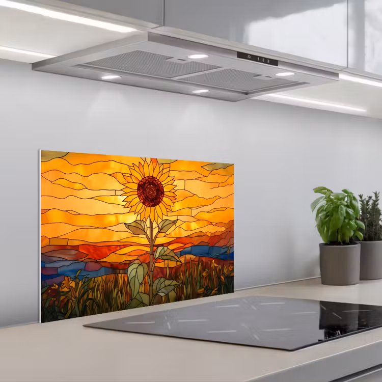 Kitchen splashback for hob - Sunflower - Mosaic - Sunset - Yellow — 1