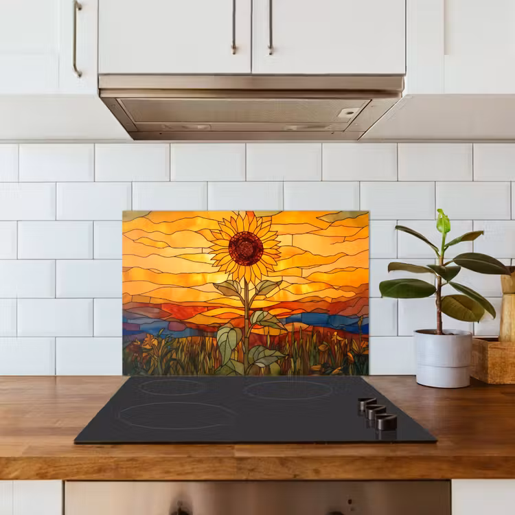 Kitchen splashback for hob - Sunflower - Mosaic - Sunset - Yellow — 3