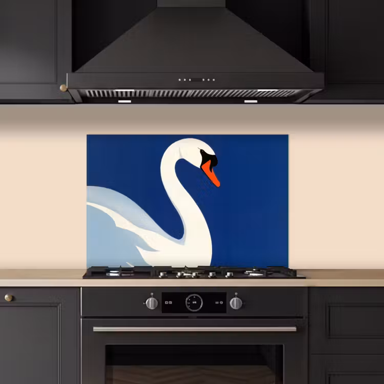 Kitchen splashback for hob - Swan - White - Beak - Illustration — 5