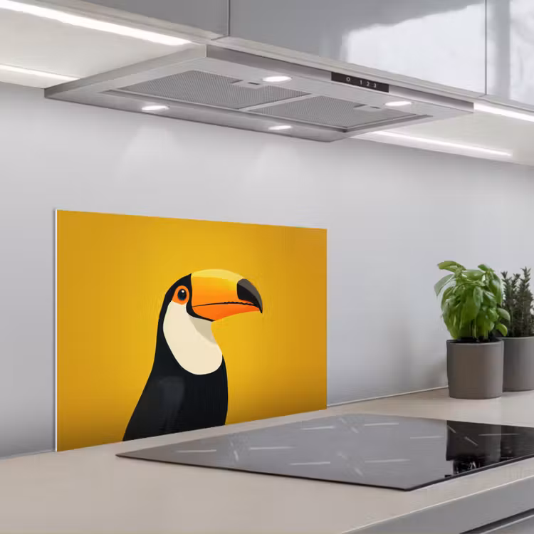 Kitchen splashback for hob - Toucan - Minimalist - Beak - Orange — 1