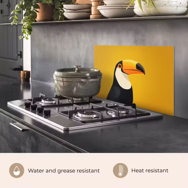 Kitchen splashback for hob - Toucan - Minimalist - Beak - Orange — 2