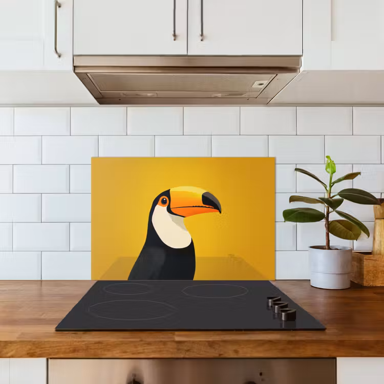Kitchen splashback for hob - Toucan - Minimalist - Beak - Orange — 3