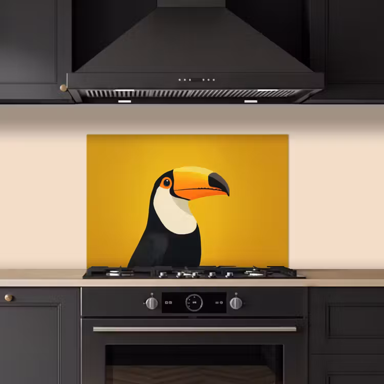 Kitchen splashback for hob - Toucan - Minimalist - Beak - Orange — 5