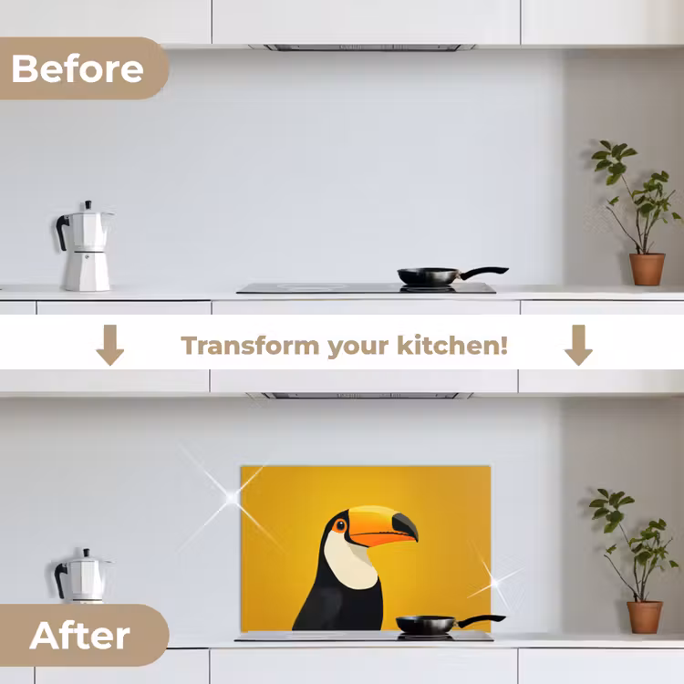 Kitchen splashback for hob - Toucan - Minimalist - Beak - Orange — 7