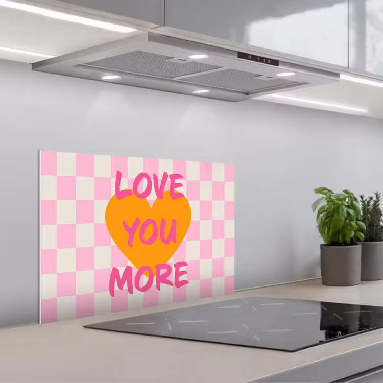 Kitchen splashback for hob - Valentine - Love - Pink - Orange — 1
