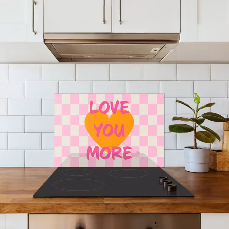 Kitchen splashback for hob - Valentine - Love - Pink - Orange — 3