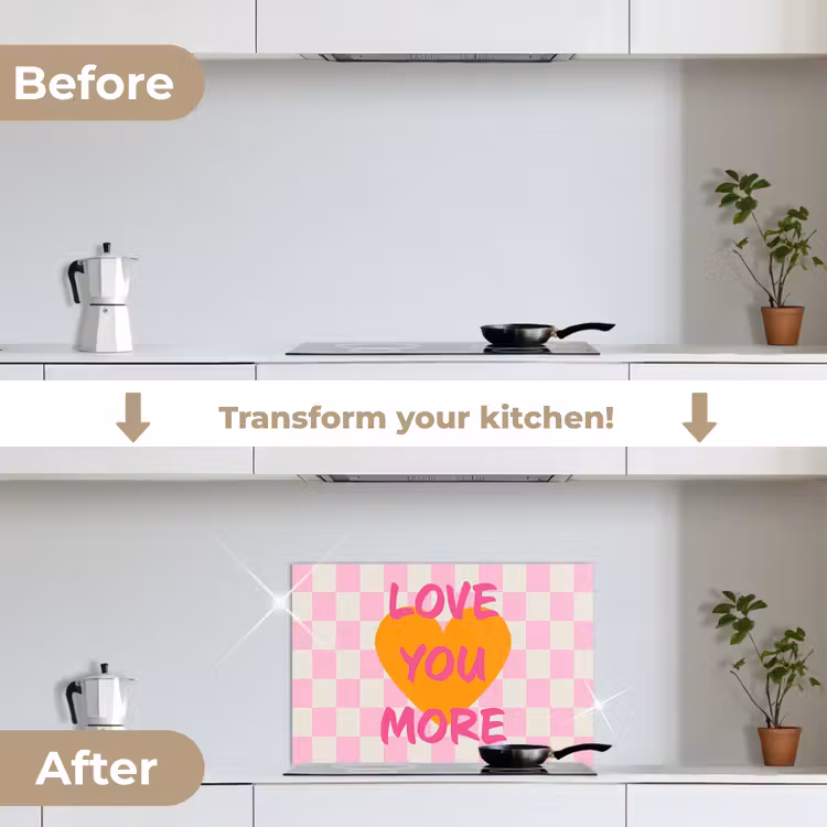 Kitchen splashback for hob - Valentine - Love - Pink - Orange — 7