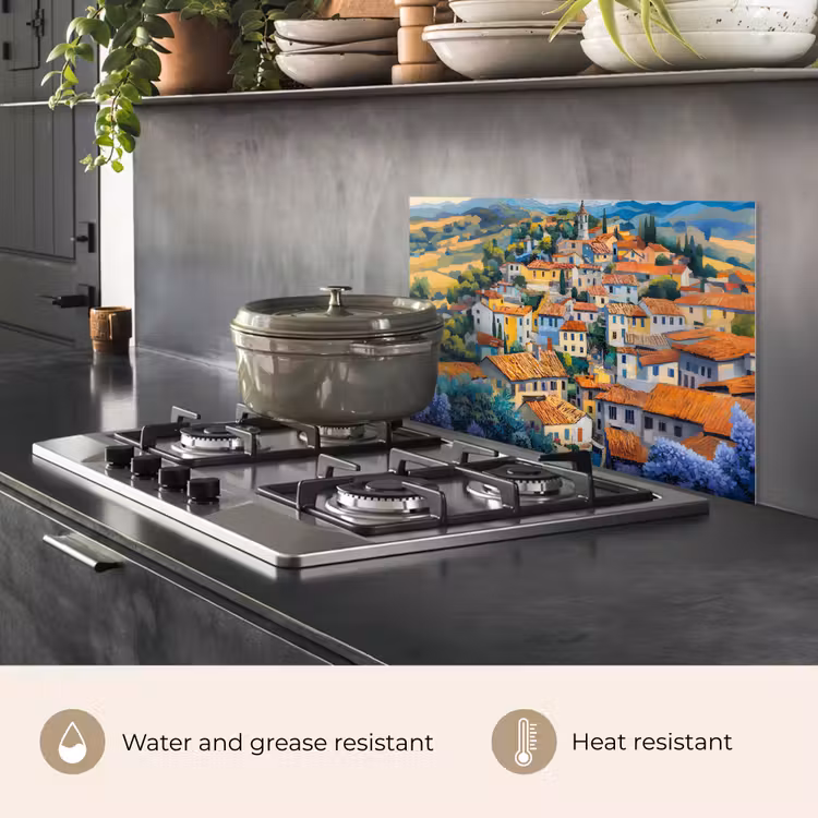 Kitchen splashback for hob - Village - Hills - Landscape - Trees — 2