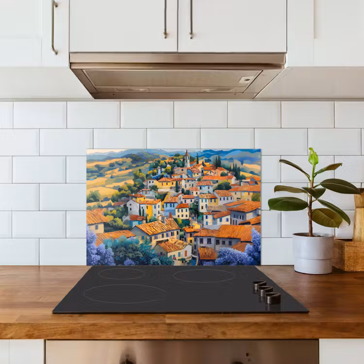 Kitchen splashback for hob - Village - Hills - Landscape - Trees — 3
