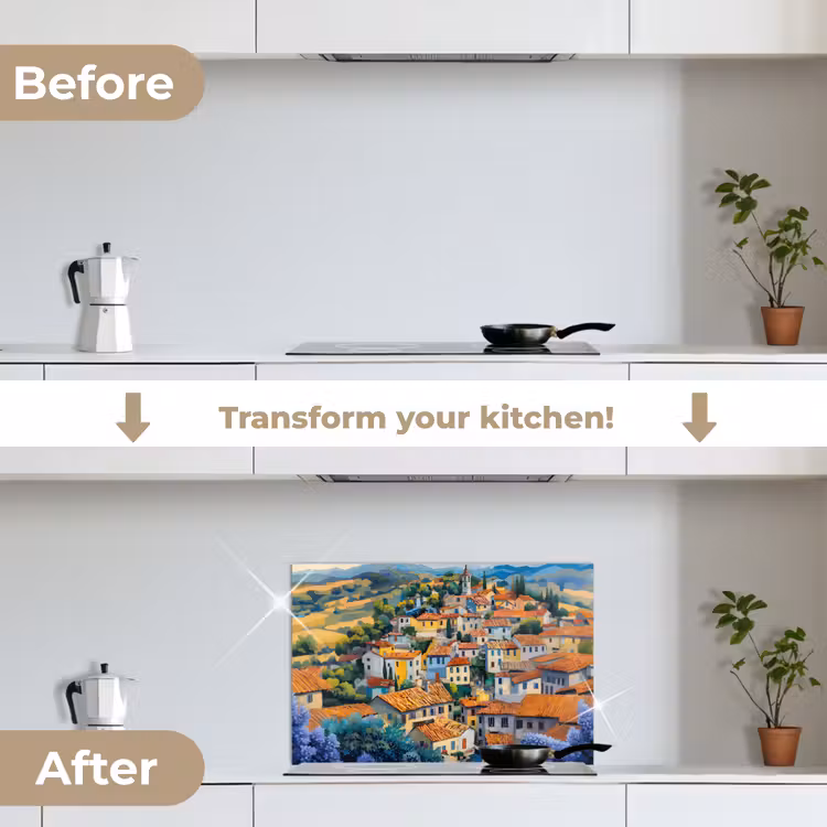 Kitchen splashback for hob - Village - Hills - Landscape - Trees — 7
