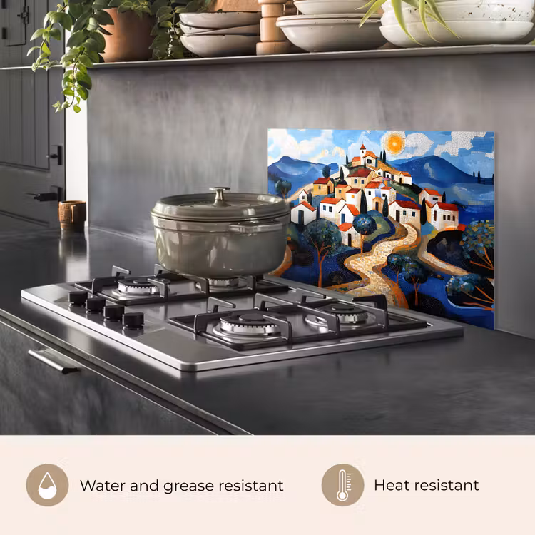 Kitchen splashback for hob - Village - Hilly - Sun - Mosaic — 2
