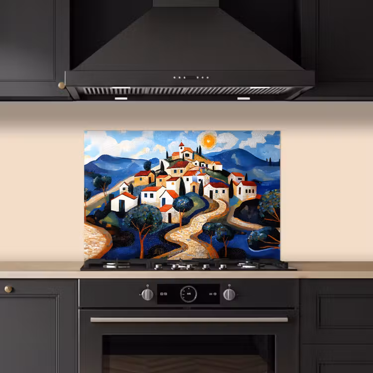 Kitchen splashback for hob - Village - Hilly - Sun - Mosaic — 5