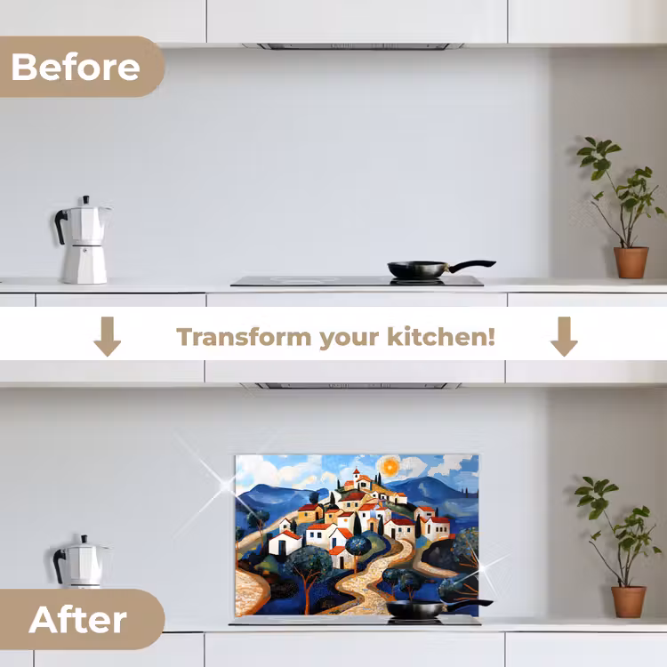 Kitchen splashback for hob - Village - Hilly - Sun - Mosaic — 7
