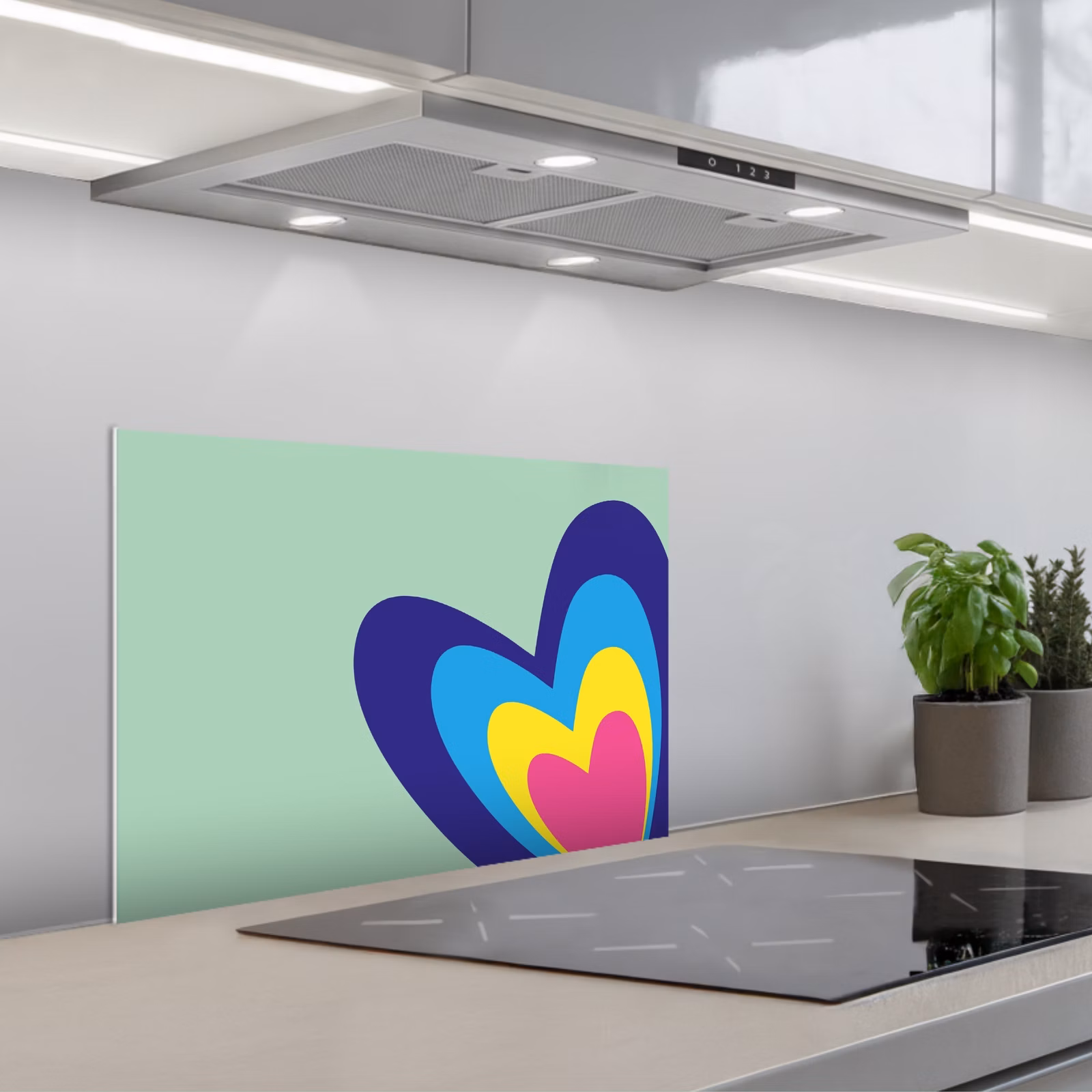 Kitchen splashback for hob - Hearts - Colorful - Valentine — 1