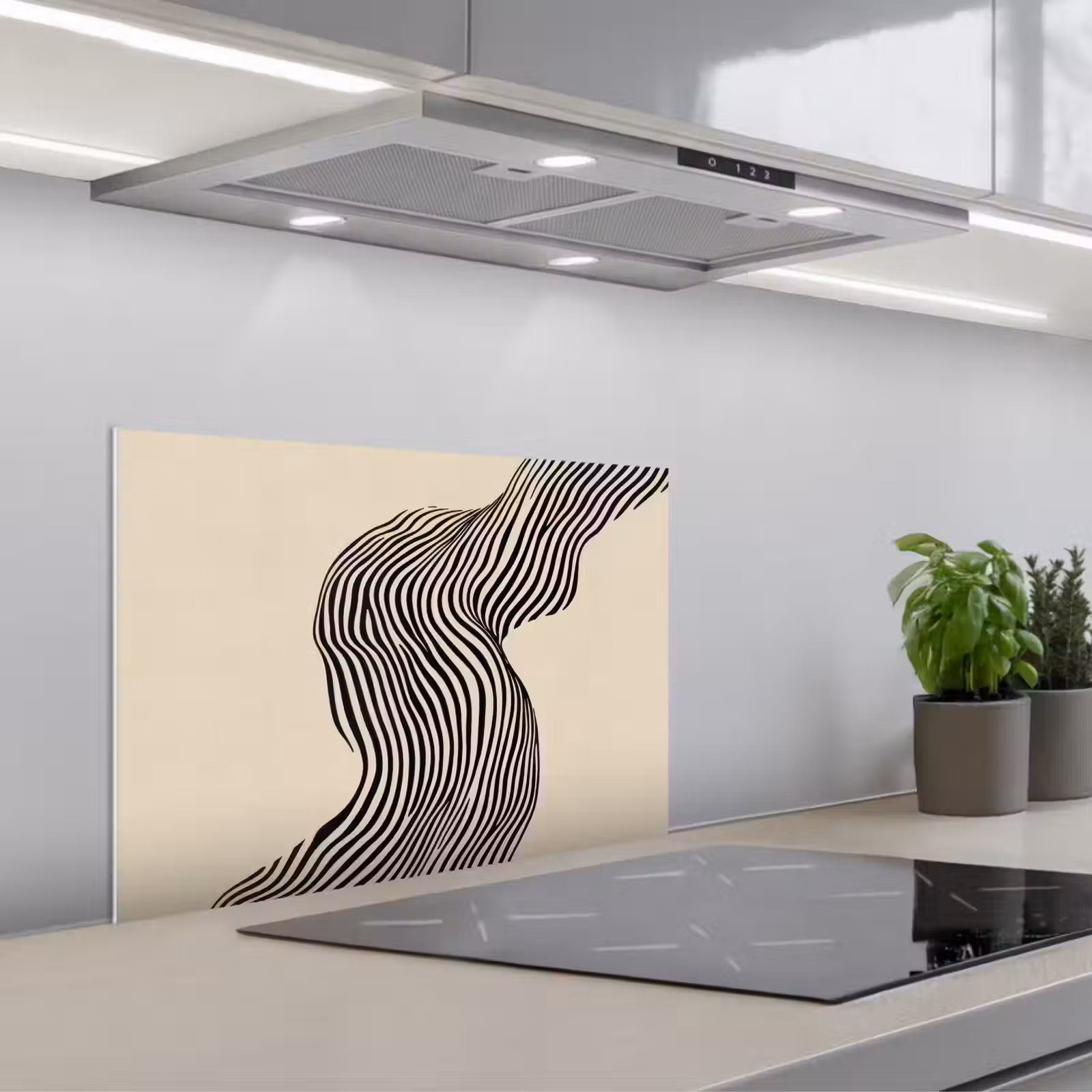 Kitchen splashback for hob - Wavy - Lines - Abstract - Silhouette — 1