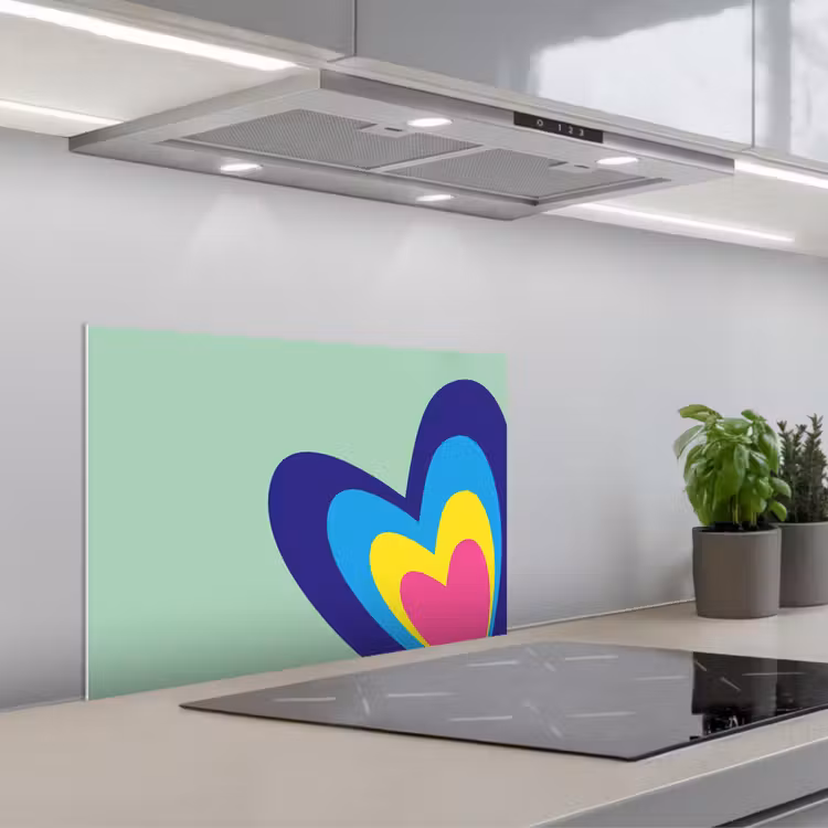 Kitchen splashback for hob - Hearts - Colorful - Valentine — 1