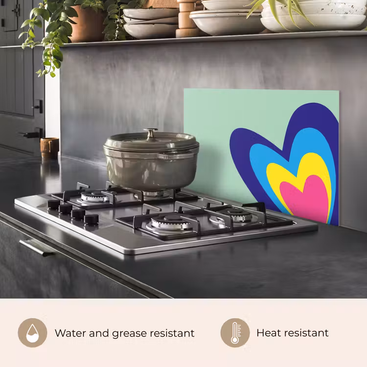Kitchen splashback for hob - Hearts - Colorful - Valentine — 2