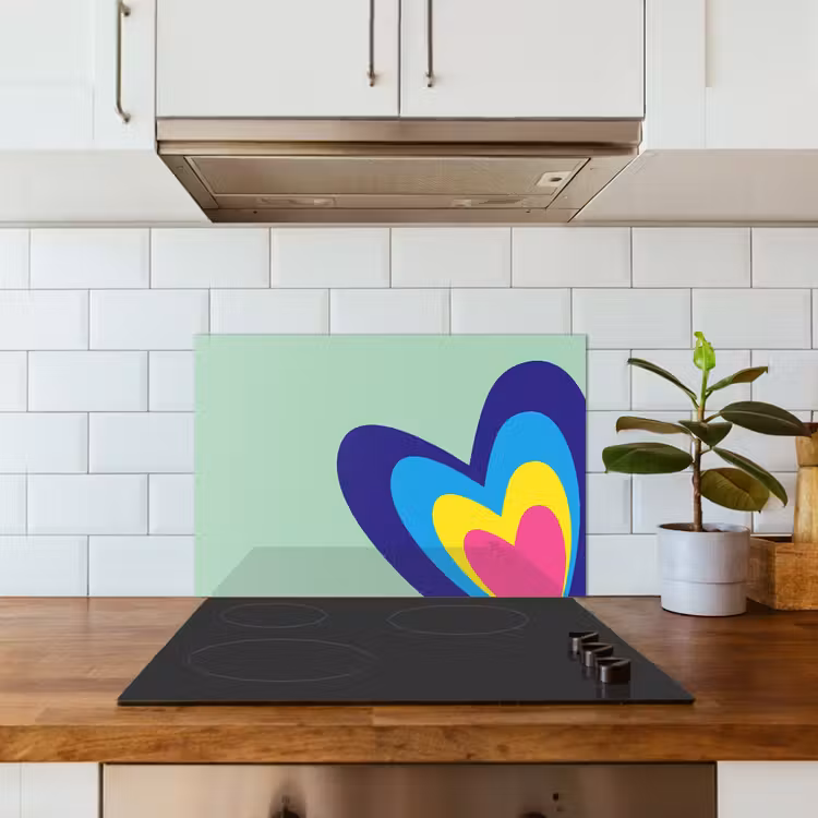 Kitchen splashback for hob - Hearts - Colorful - Valentine — 3