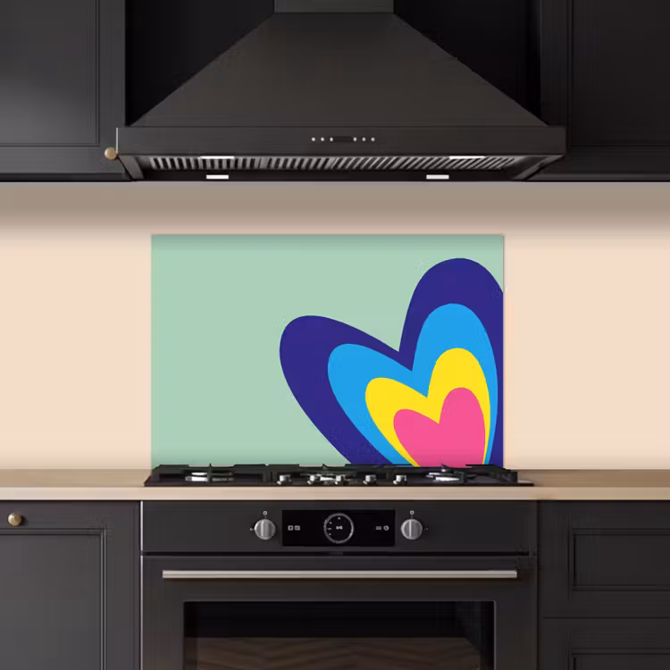 Kitchen splashback for hob - Hearts - Colorful - Valentine — 5