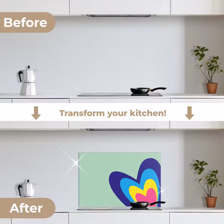 Kitchen splashback for hob - Hearts - Colorful - Valentine — 7