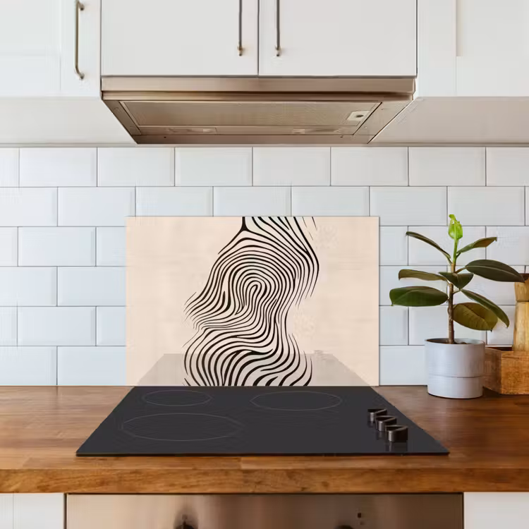 Kitchen splashback for hob - Lines - Abstract - Wavy - Black — 3