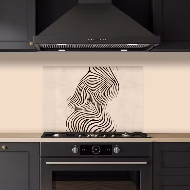 Kitchen splashback for hob - Lines - Abstract - Wavy - Black — 5