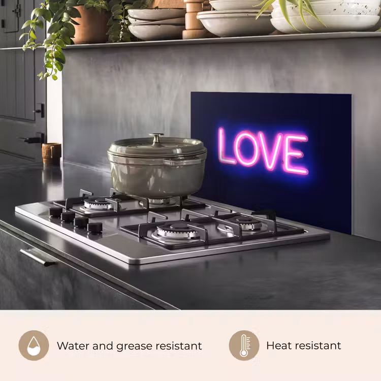 Kitchen splashback for hob - Neon - Love - Valentine — 2