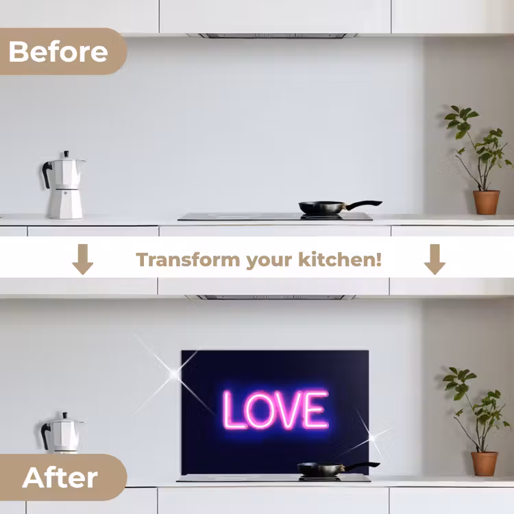 Kitchen splashback for hob - Neon - Love - Valentine — 7