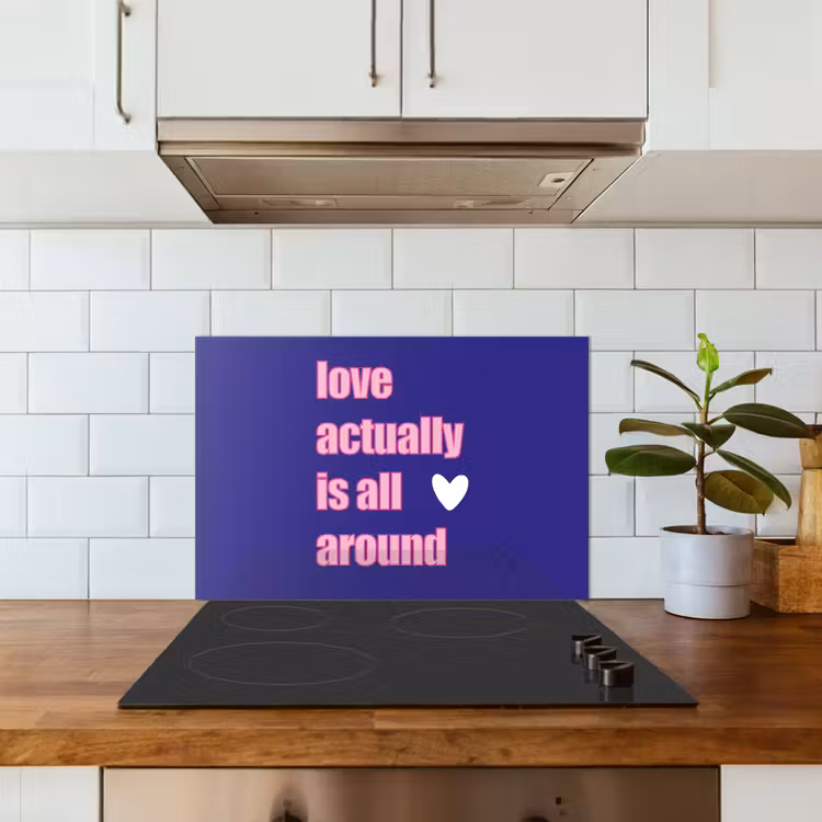 Kitchen splashback for hob - Text - Valentine - Love - Blue — 3