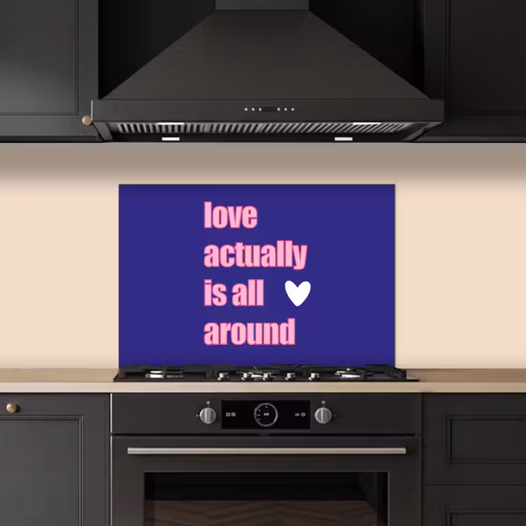 Kitchen splashback for hob - Text - Valentine - Love - Blue — 5