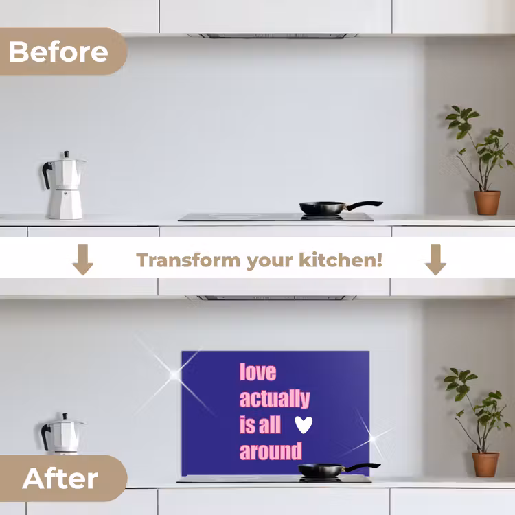 Kitchen splashback for hob - Text - Valentine - Love - Blue — 7